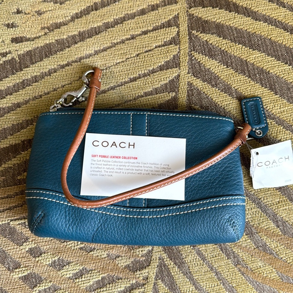 Coach Factory pebbled leather wristlet